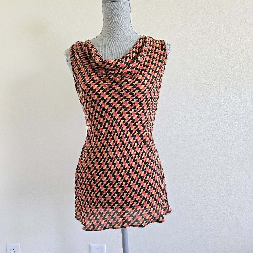 CLASSIQUES ENTIER Silk Draped Neck Sleeveless Top size Medium